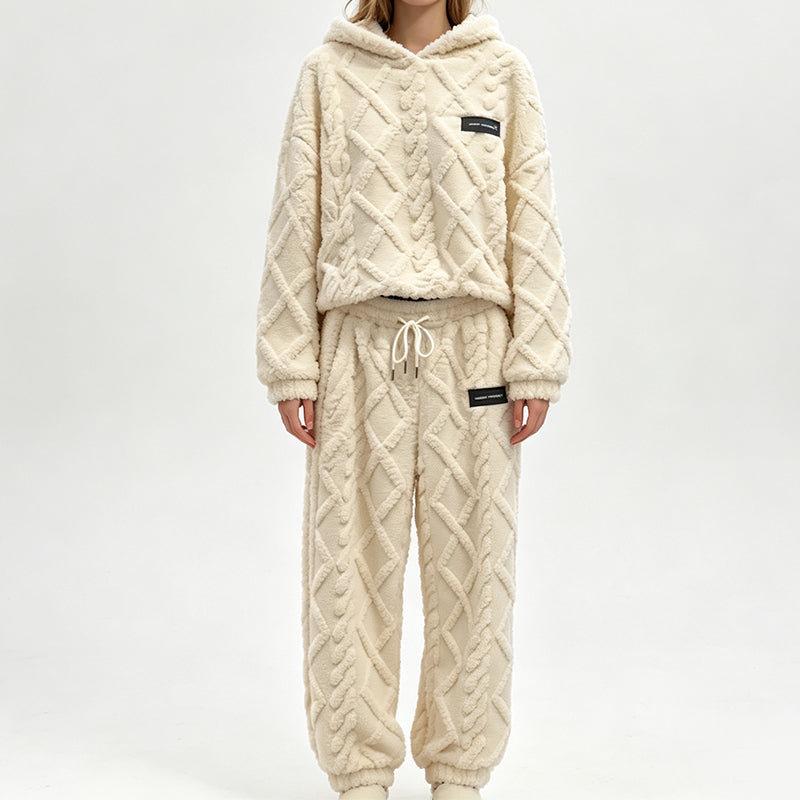 ⏰ Seasonal changeover sale: 50% off – quality at half the price! ✨Women's Plush Cable Knit Hoodie & Pants Set