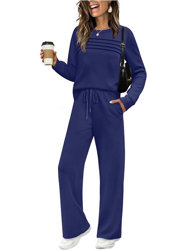 🔥 Women's Round-Neck Top and Drawstring Pants Set ✨🔥🎅Christmas Hot Sale✨🎁55% OFF!!!⚡
