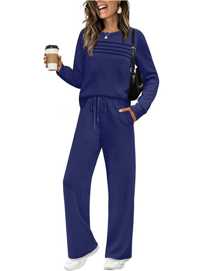 🔥 Women's Round-Neck Top and Drawstring Pants Set ✨🔥🎅Christmas Hot Sale✨🎁55% OFF!!!⚡
