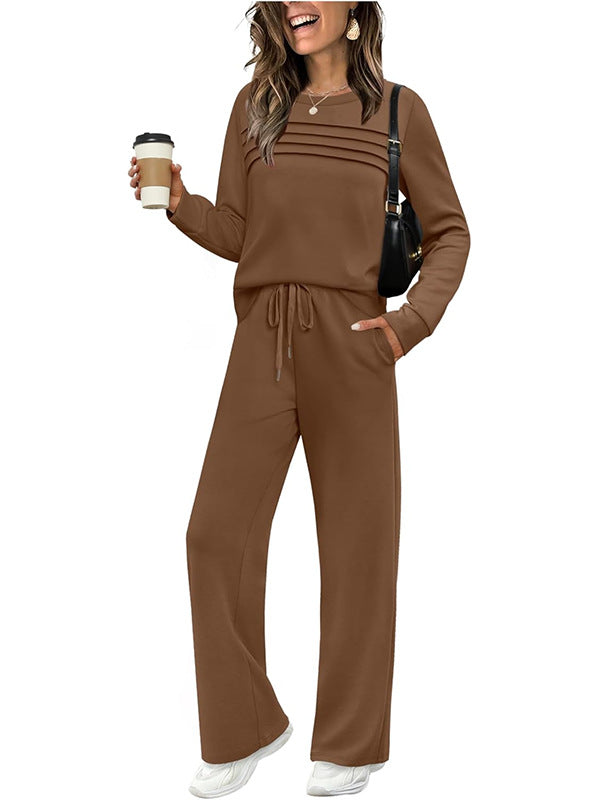 🔥 Women's Round-Neck Top and Drawstring Pants Set ✨🔥🎅Christmas Hot Sale✨🎁55% OFF!!!⚡