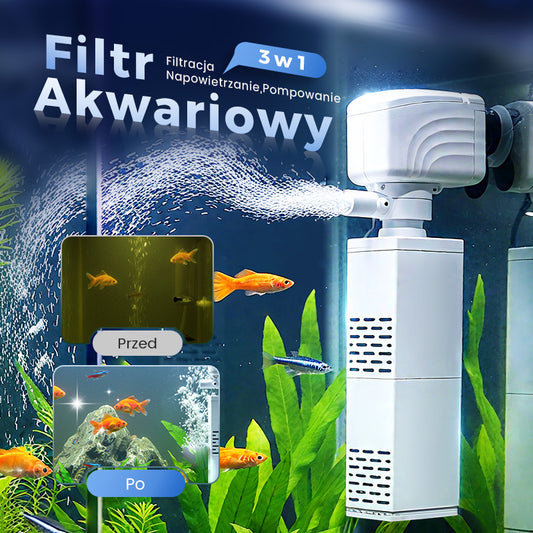 Filtr do akwarium 3 w 1 – filtracja, natlenianie i pompowanie wody