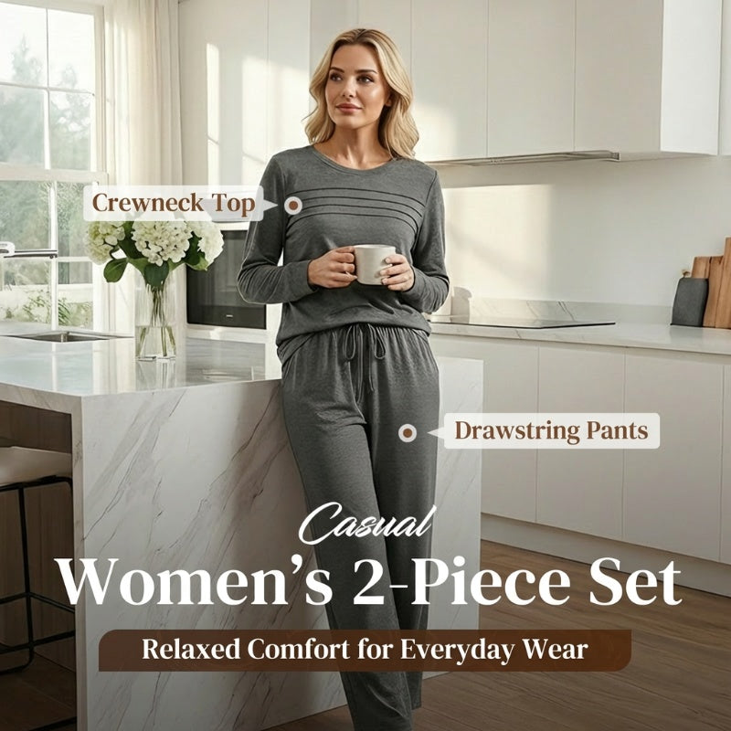 🔥 Women's Round-Neck Top and Drawstring Pants Set ✨🔥🎅Christmas Hot Sale✨🎁55% OFF!!!⚡