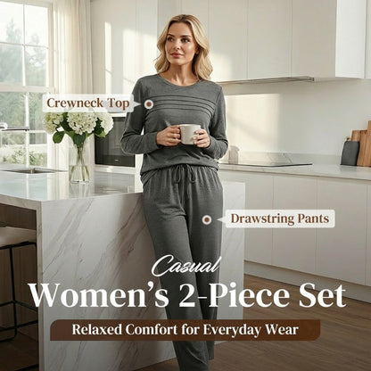 🔥 Women's Round-Neck Top and Drawstring Pants Set ✨🔥🎅Christmas Hot Sale✨🎁55% OFF!!!⚡