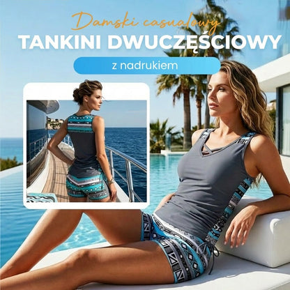 👙 Modny strój kąpielowy typu tankini: dwuczęściowy zestaw kąpielowy z wzorem