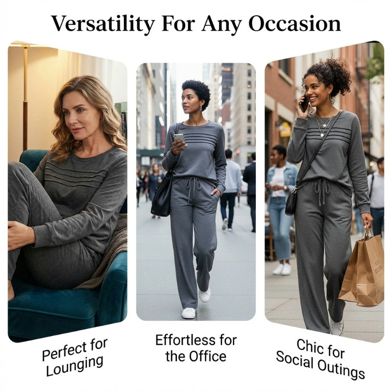 🔥 Women's Round-Neck Top and Drawstring Pants Set ✨🔥🎅Christmas Hot Sale✨🎁55% OFF!!!⚡