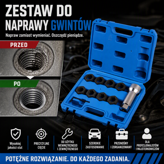【✨Bezpłatna dostawa】🔩 10-częściowy zestaw narzędzi naprawczych do gwintów stosowanych w przemyśle motoryzacyjnym