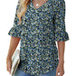 💕Bluza damska z wycięciem na szyję z falbanką Bluze🎁