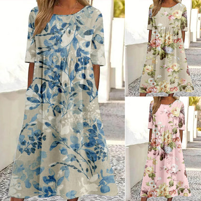 Women's Floral Printed Short Sleeve Dress