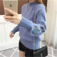 Kaszmirowy dzianinowy, kwiatowy haft gruby sweter
