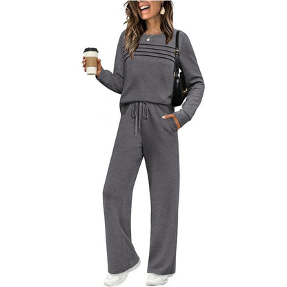 🔥 Women's Round-Neck Top and Drawstring Pants Set ✨🔥🎅Christmas Hot Sale✨🎁55% OFF!!!⚡