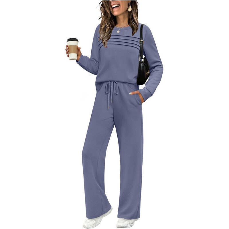 🔥 Women's Round-Neck Top and Drawstring Pants Set ✨🔥🎅Christmas Hot Sale✨🎁55% OFF!!!⚡