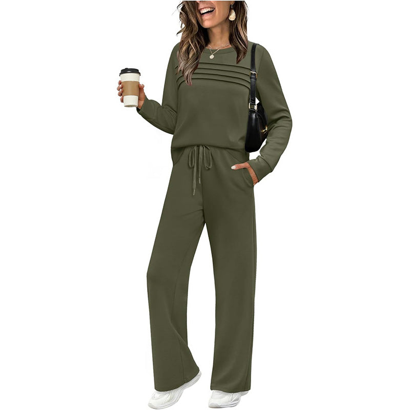🔥 Women's Round-Neck Top and Drawstring Pants Set ✨🔥🎅Christmas Hot Sale✨🎁55% OFF!!!⚡