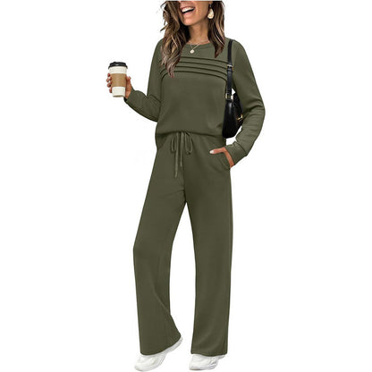 🔥 Women's Round-Neck Top and Drawstring Pants Set ✨🔥🎅Christmas Hot Sale✨🎁55% OFF!!!⚡