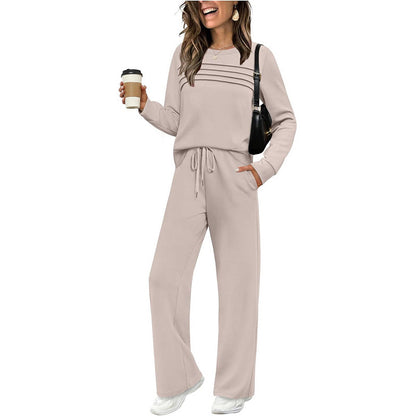 🔥 Women's Round-Neck Top and Drawstring Pants Set ✨🔥🎅Christmas Hot Sale✨🎁55% OFF!!!⚡