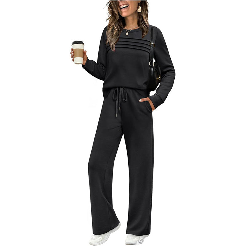 🔥 Women's Round-Neck Top and Drawstring Pants Set ✨🔥🎅Christmas Hot Sale✨🎁55% OFF!!!⚡