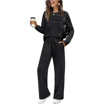 🔥 Women's Round-Neck Top and Drawstring Pants Set ✨🔥🎅Christmas Hot Sale✨🎁55% OFF!!!⚡