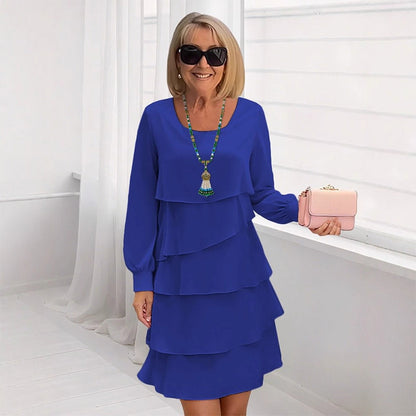 Women's Layered Ruffle Long Sleeve Dress