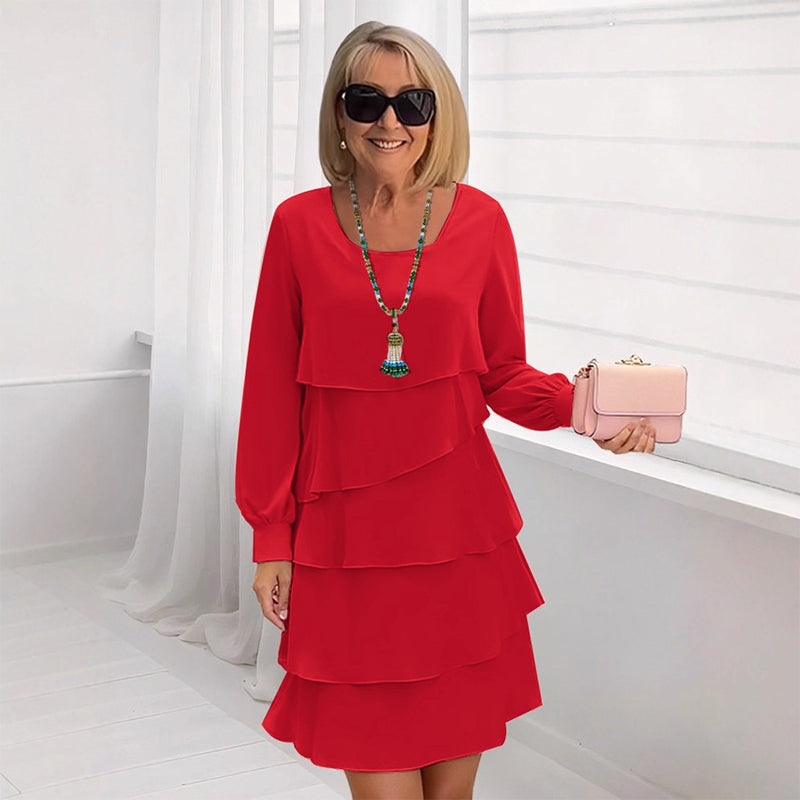 Women's Layered Ruffle Long Sleeve Dress