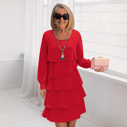 Women's Layered Ruffle Long Sleeve Dress