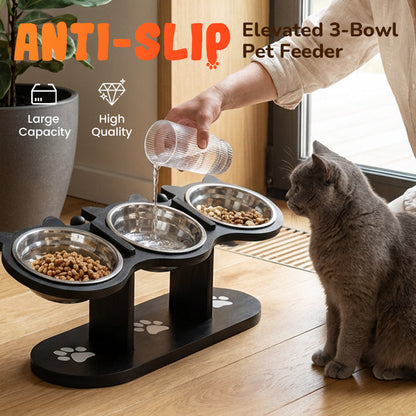 🐾 Antypoślizgowa, podwyższona miska dla zwierząt z trzema przegrodami! 🍲🐶🐱