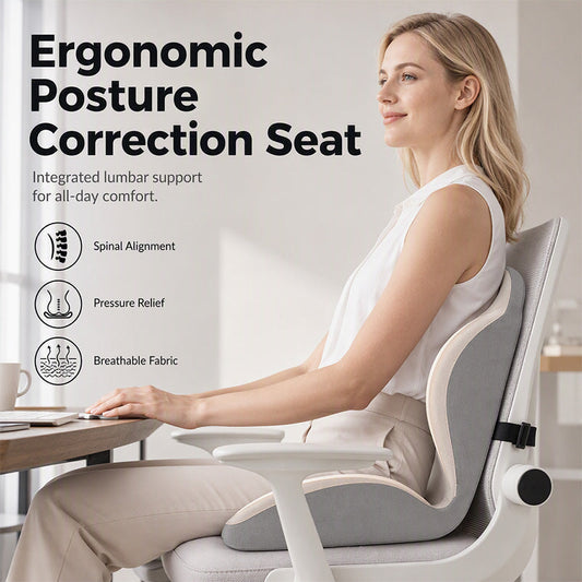 🪑 Ergonomiczna poduszka z pianki z pamięcią kształtu z oparciem |  Zmniejsza nacisk podczas długotrwałego siedzenia i zapobiega zmęczeniu