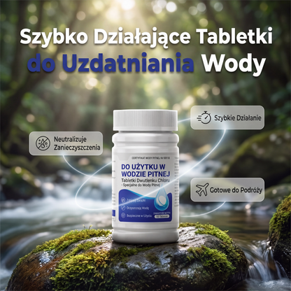 Tabletki musujące z dwutlenkiem chloru do oczyszczania wody w terenie 🌊 – awaryjne oczyszczanie wody podczas lekkich wędrówek
