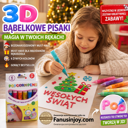🖊️ Długopis magiczny – rysowanie 3D jednym pociągnięciem! Zestaw długopisów DIY do rysowania bąbelkowego popcornu – płatność przy odbiorze ✨