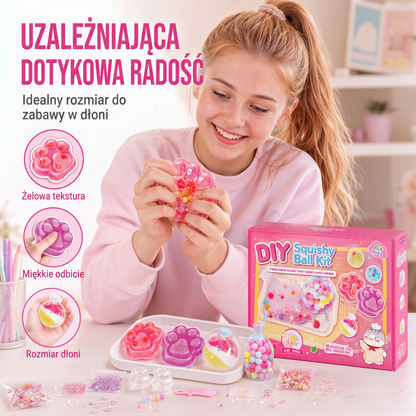 Zestaw zabawek DIY do robienia squishy w formie smażonego lodu z designem kocich łapek dla dzieci