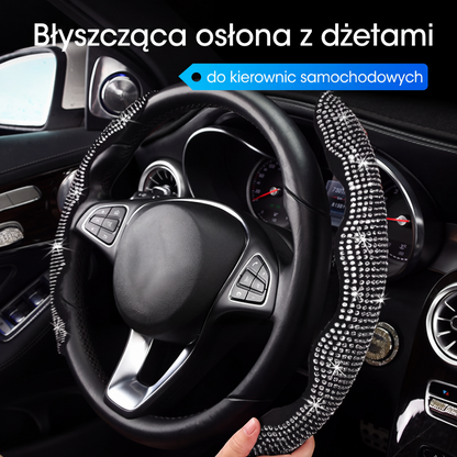 💎 Błyszcząca osłona z cyrkoniami na kierownicę samochodową