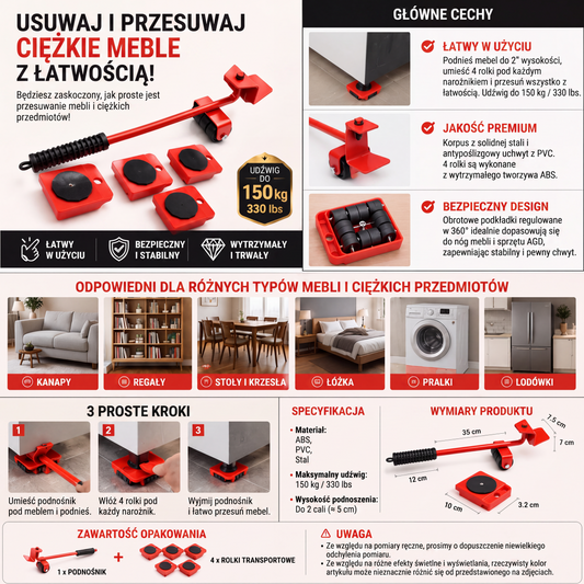 ✅ Zero bólu pleców + nienaruszone podłogi: bezpieczny transport! 🛡️