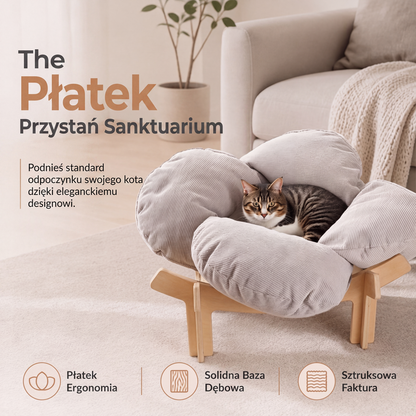 🐾 Podwyższone drewniane legowisko dla zwierząt w kształcie płatka z poduszką【✨Bezpłatna dostawa】