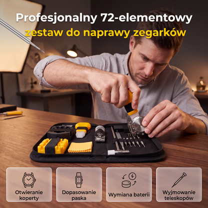 ⌚ Kompletny 72-częściowy zestaw do naprawy zegarków