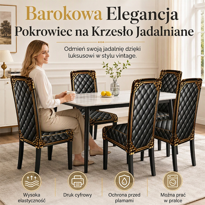 🪑 Pokrowce na krzesła do jadalni z europejskim wzorem w stylu barokowym
