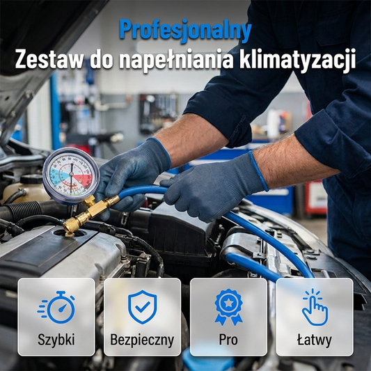 ❄️ Wąż do napełniania czynnika chłodniczego R134a do klimatyzacji z manometrem