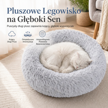 🐱 Okrągłe przytulne pluszowe gniazdko dla zwierząt