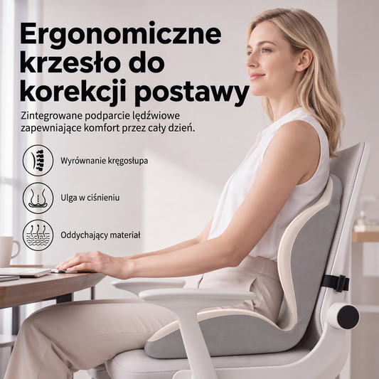 🪑 Ergonomiczna poduszka z pianki z pamięcią kształtu z oparciem |  Zmniejsza nacisk podczas długotrwałego siedzenia i zapobiega zmęczeniu
