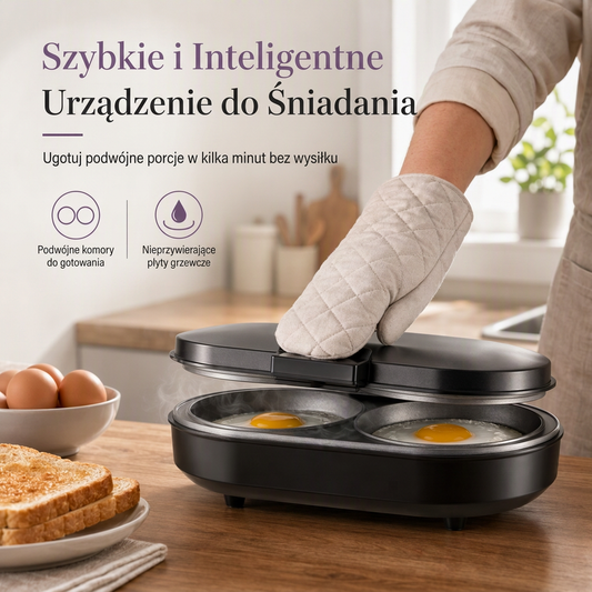 ⏰Inteligentny przyrząd do robienia śniadania – dwie płyty grzewcze, nieprzywierająca powierzchnia, stal nierdzewna