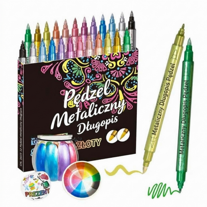 ✍️ Zestaw metalicznych markerów z żywymi kolorami
