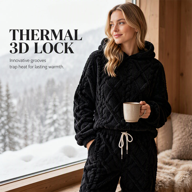 ⏰ Seasonal changeover sale: 50% off – quality at half the price! ✨Women's Plush Cable Knit Hoodie & Pants Set