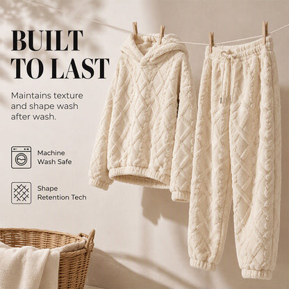 ⏰ Seasonal changeover sale: 50% off – quality at half the price! ✨Women's Plush Cable Knit Hoodie & Pants Set