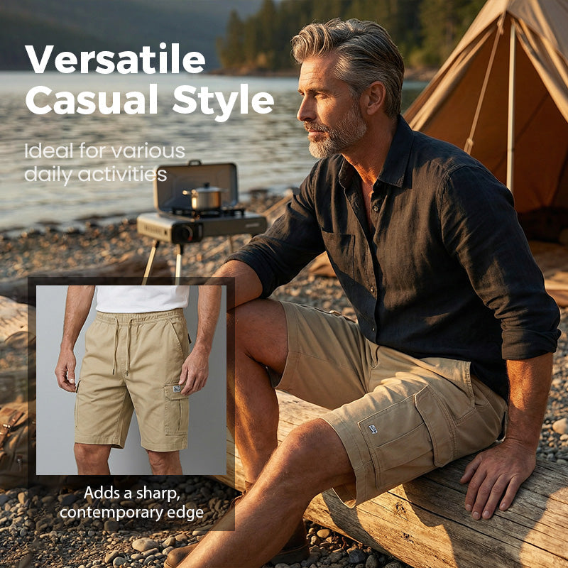 Men's Casual Cargo Shorts with Drawstring Waist