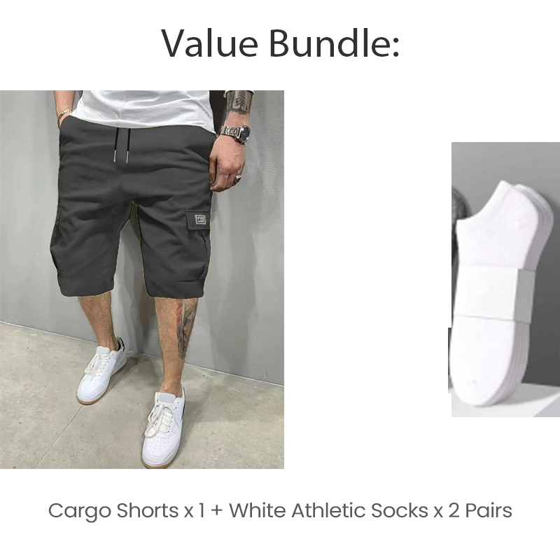 Men's Casual Cargo Shorts with Drawstring Waist