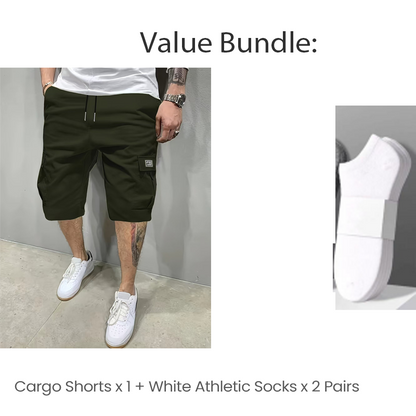 Men's Casual Cargo Shorts with Drawstring Waist